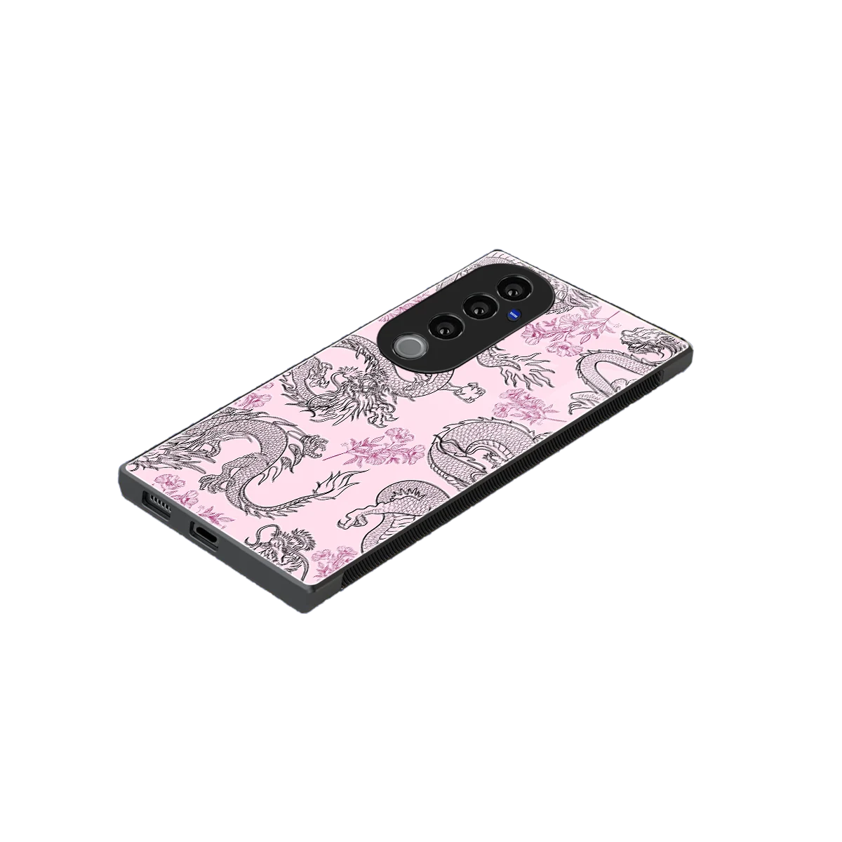 Floral Dragon stylish phone case for vivo v40 pro | glossy glass and slim fit