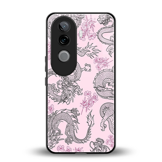 Floral Dragon back phone cover | glass case for vivo v40e