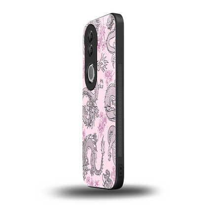 Floral Dragon vivo v50 mobile cover | shockproof glass phone case