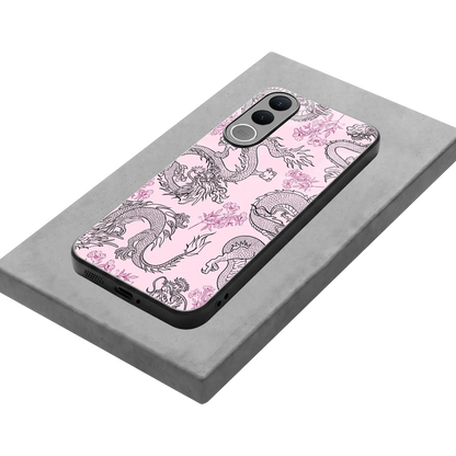 Floral Dragon stylish phone case for vivo v70 fe | glossy glass and slim fit