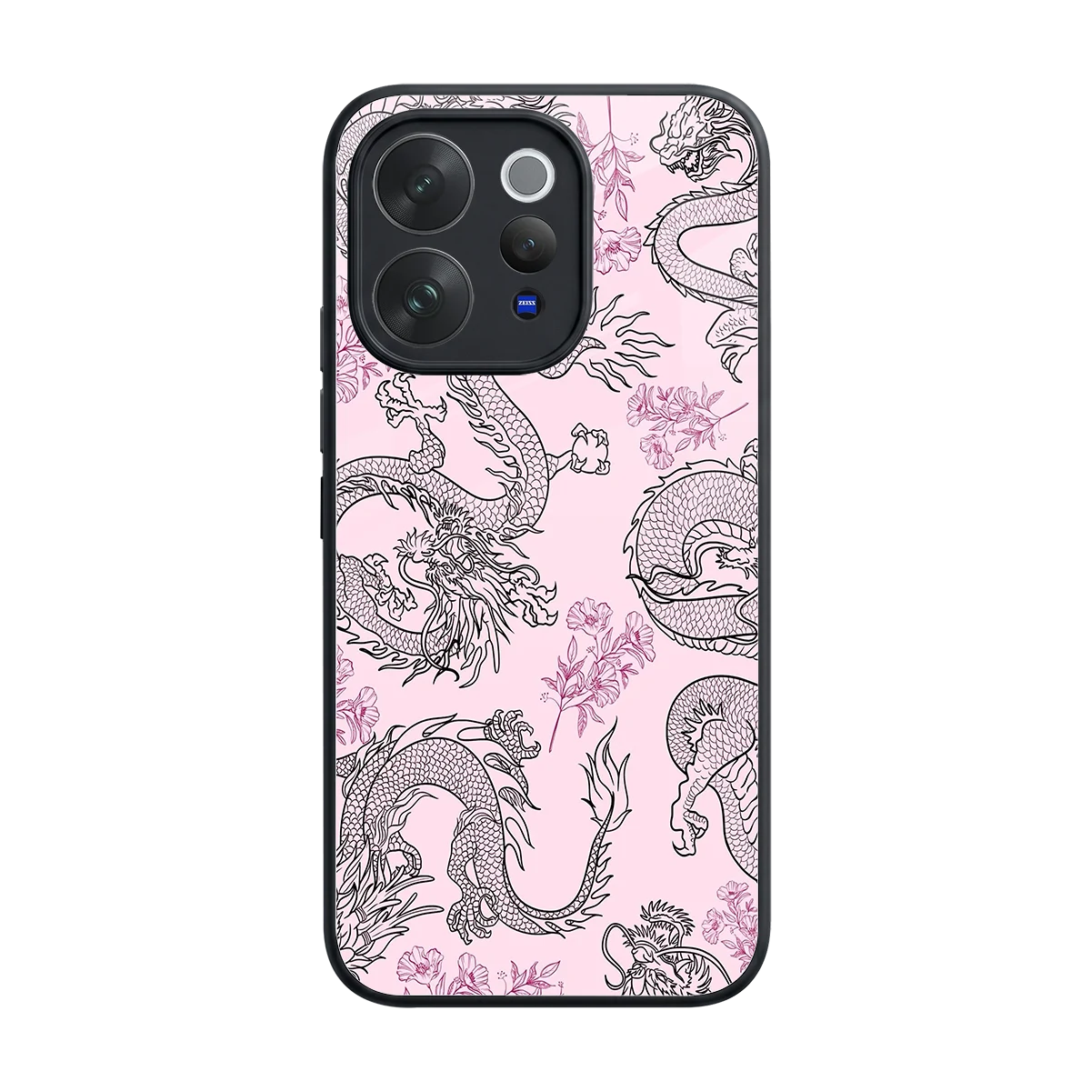Floral Dragon back phone cover | glass case for vivo v70 elite