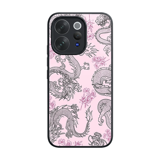 Floral Dragon back phone cover | glass case for vivo v70 elite