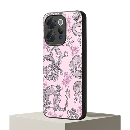 Floral Dragon vivo v70 mobile cover | shockproof glass phone case