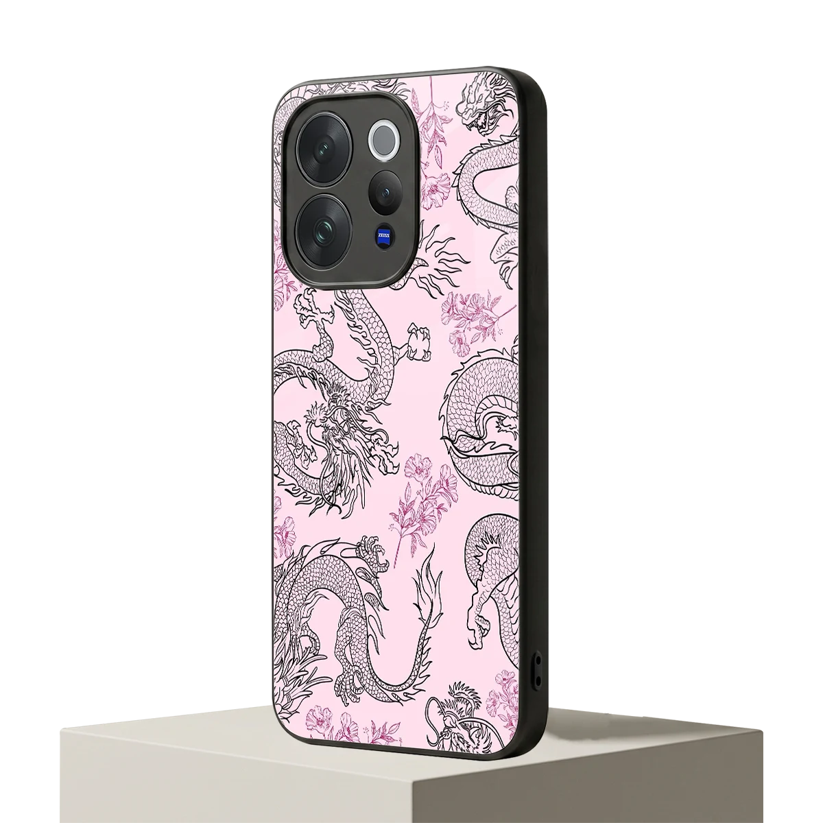 Floral Dragon vivo v70 elite mobile cover | shockproof glass phone case