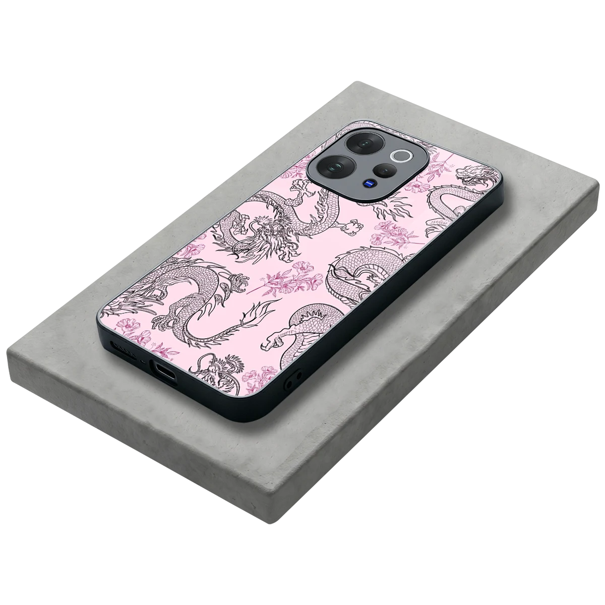 Floral Dragon stylish phone case for vivo v70 elite | glossy glass and slim fit