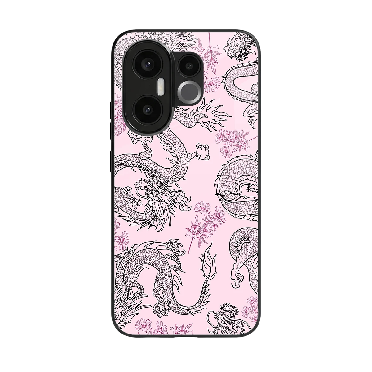 Floral Dragon back phone cover | glass case for vivo x200 fe
