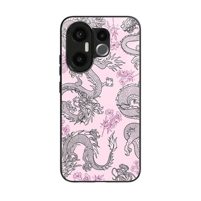 Floral Dragon back phone cover | glass case for vivo x200 fe