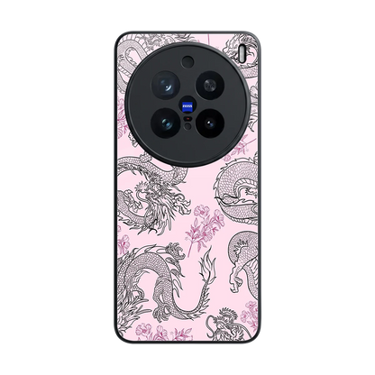 Floral Dragon back phone cover | glass case for vivo x200 pro