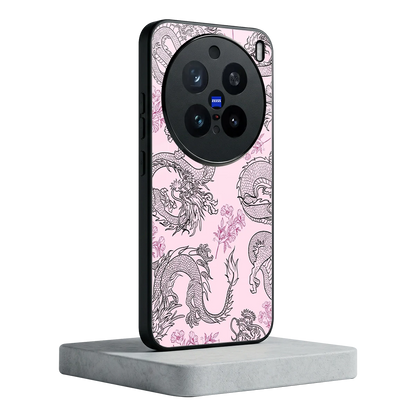 Floral Dragon vivo x200 pro mobile cover | shockproof glass phone case