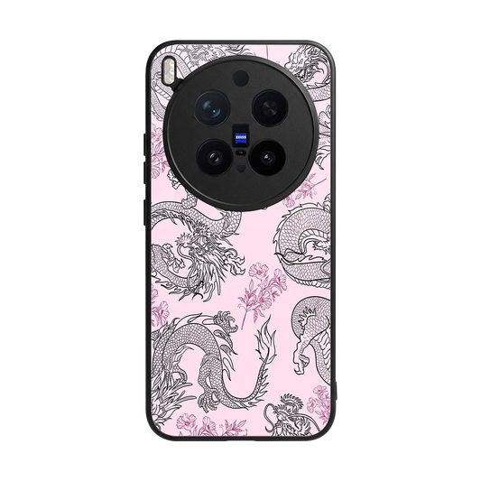 Floral Dragon back phone cover | glass case for vivo x300 pro