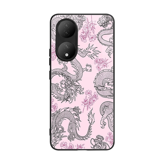 Floral Dragon back phone cover | glass case for Vivo-y100