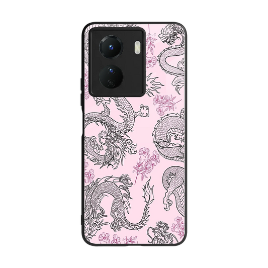 Floral Dragon back phone cover | glass case for vivo y16