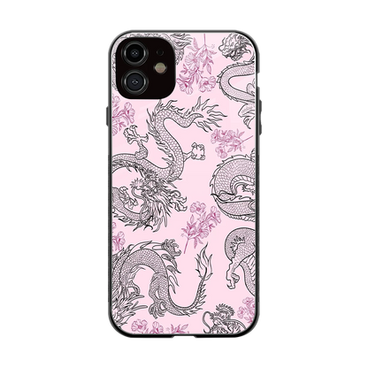 Floral Dragon back phone cover | glass case for iphone 11