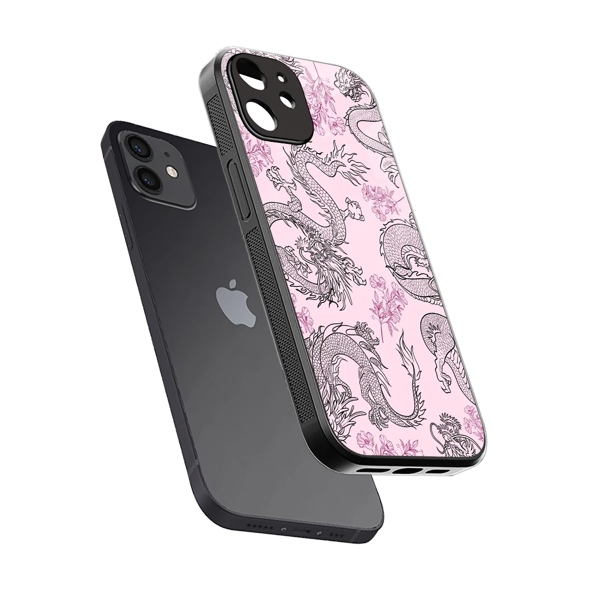 Floral Dragon sleek iphone 11 cover with tempered glass back and TPU edges
