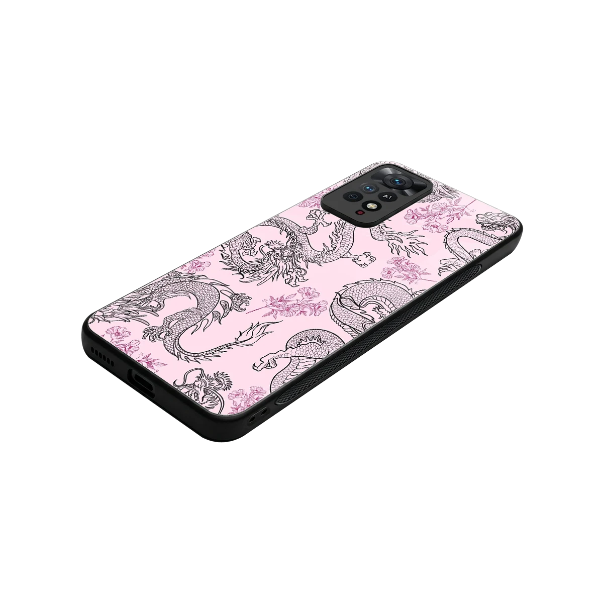 Floral Dragon stylish phone case for redmi note 11 pro | glossy glass and slim fit