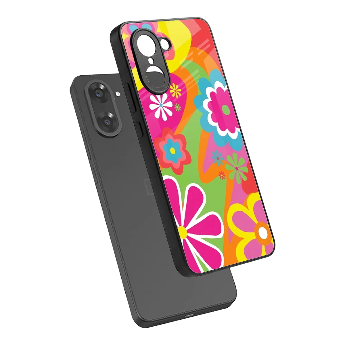 Floral Fusion sleek oneplus nord ce5 5g cover with tempered glass back and TPU edges