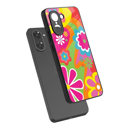 Floral Fusion sleek oneplus nord ce5 5g cover with tempered glass back and TPU edges