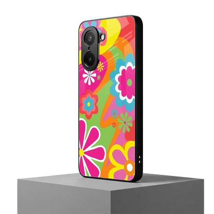 Floral Fusion oneplus nord ce5 5g mobile cover | shockproof glass phone case