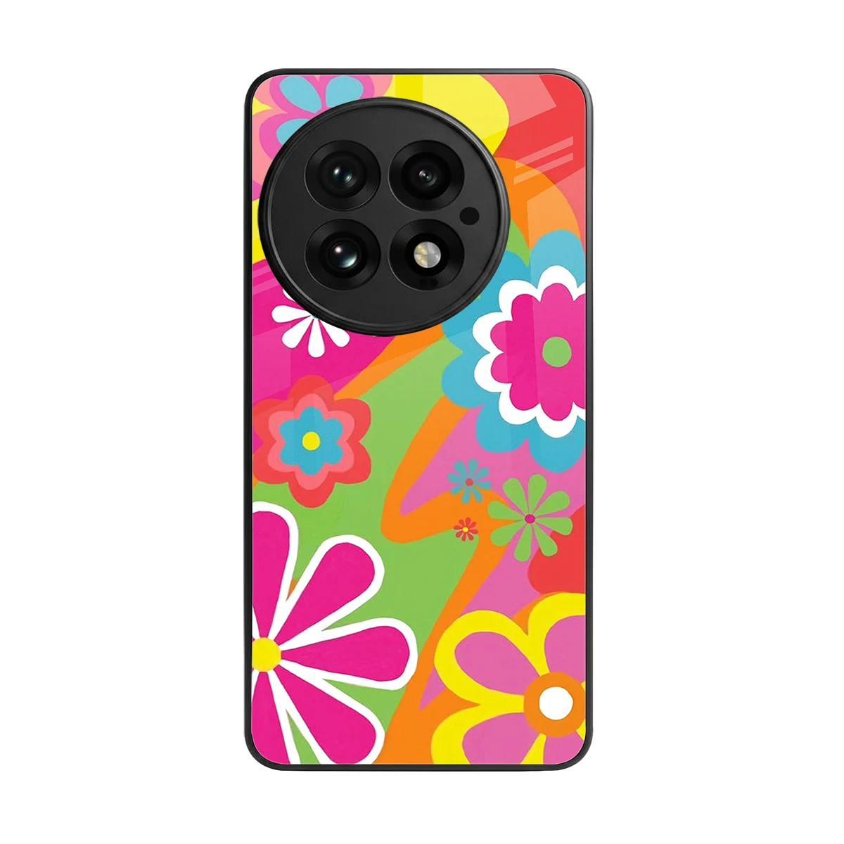 Floral Fusion back phone cover | glass case for oneplus 13