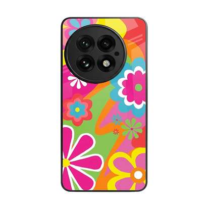 Floral Fusion back phone cover | glass case for oneplus 13