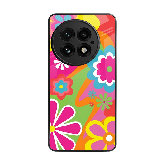 Floral Fusion back phone cover | glass case for oneplus 13