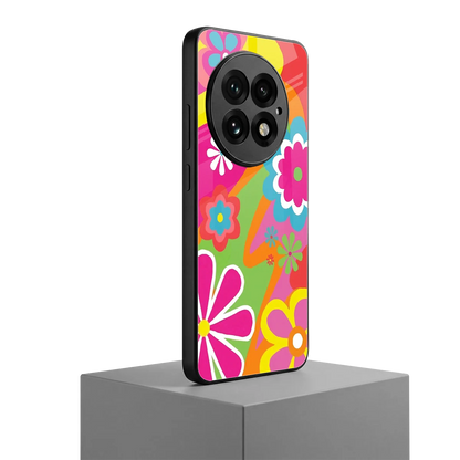 Floral Fusion oneplus 13 mobile cover | shockproof glass phone case