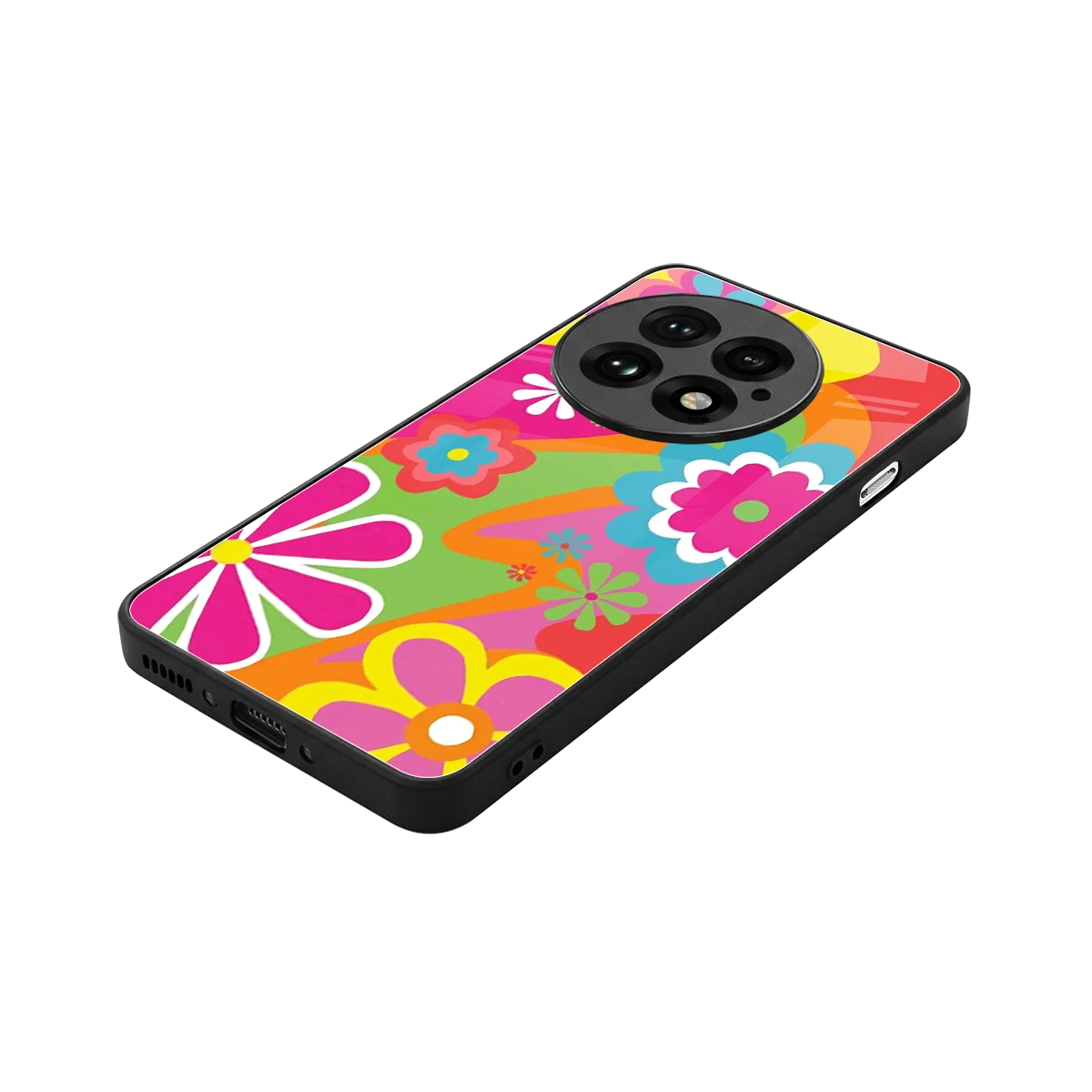 Floral Fusion stylish phone case for oneplus 13 | glossy glass and slim fit