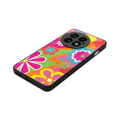 Floral Fusion stylish phone case for oneplus 13 | glossy glass and slim fit