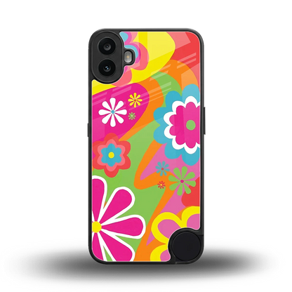 Floral Fusion back phone cover | glass case for cmf nothing phone 1