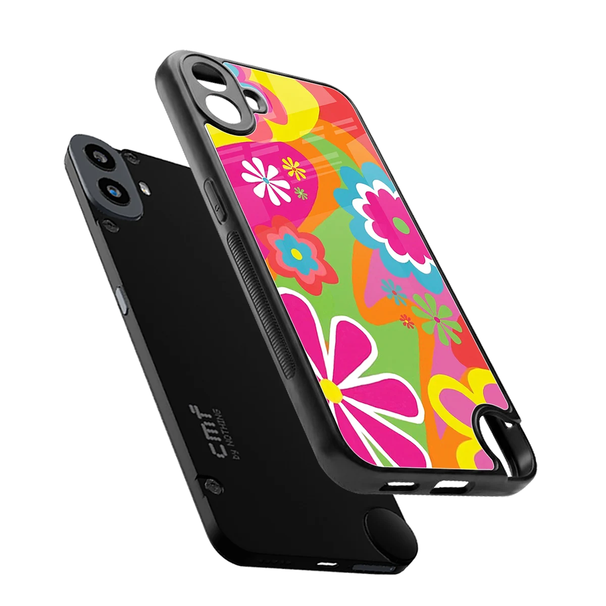 Floral Fusion sleek cmf nothing phone 1 cover with tempered glass back and TPU edges