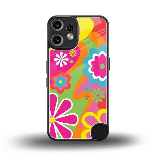 Floral Fusion back phone cover | glass case for cmf nothing phone 2 pro