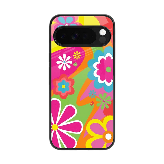 Floral Fusion back phone cover | glass case for google pixel 10 pro xl