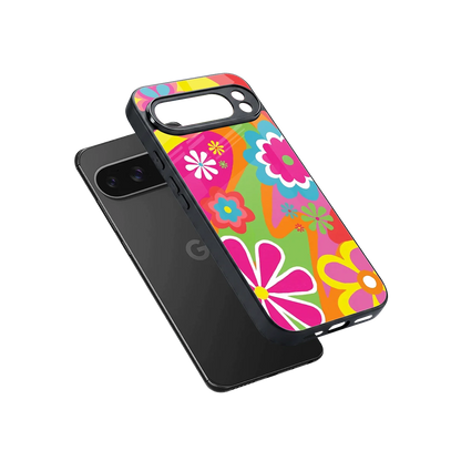 Floral Fusion sleek google pixel 10 pro xl cover with tempered glass back and TPU edges