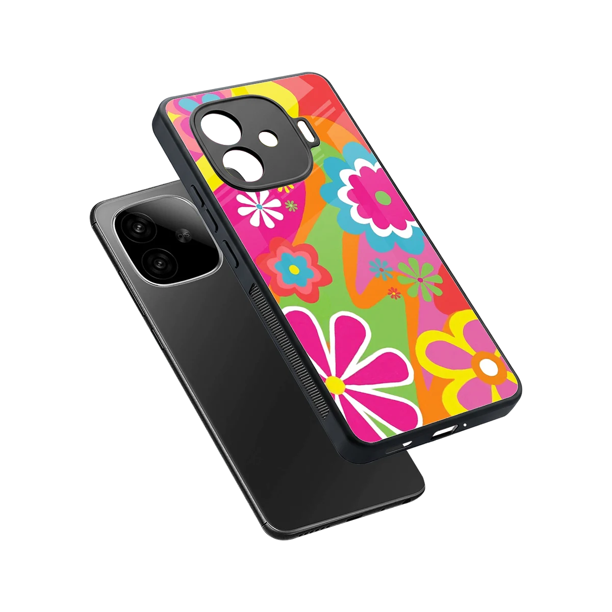 Floral Fusion sleek iqoo neo 10r 5g cover with tempered glass back and TPU edges