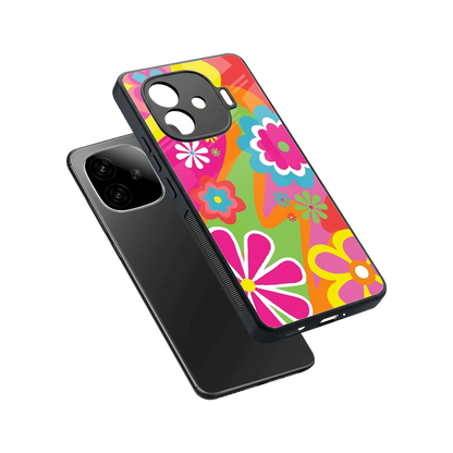 Floral Fusion sleek iqoo neo 10r 5g cover with tempered glass back and TPU edges