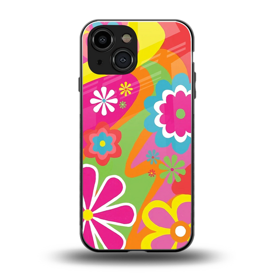 Floral Fusion back phone cover | glass case for iphone 13 mini