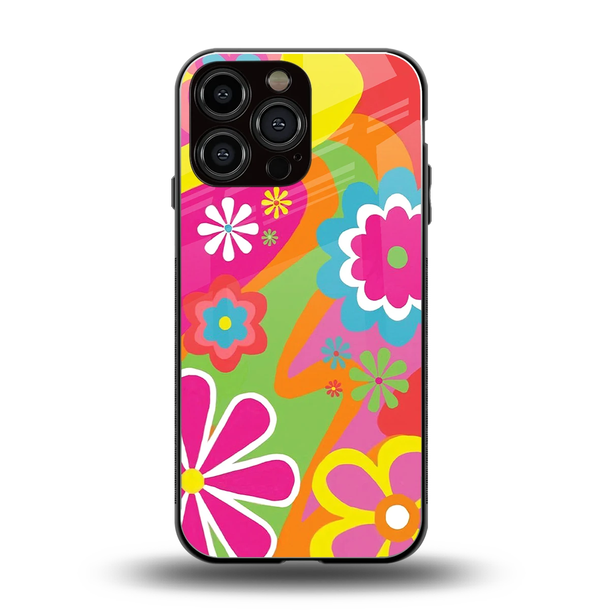 Floral Fusion back phone cover | glass case for iphone 14 pro max