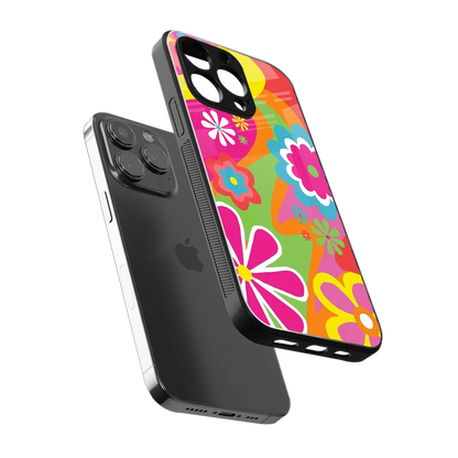Floral Fusion sleek iphone 14 pro max cover with tempered glass back and TPU edges