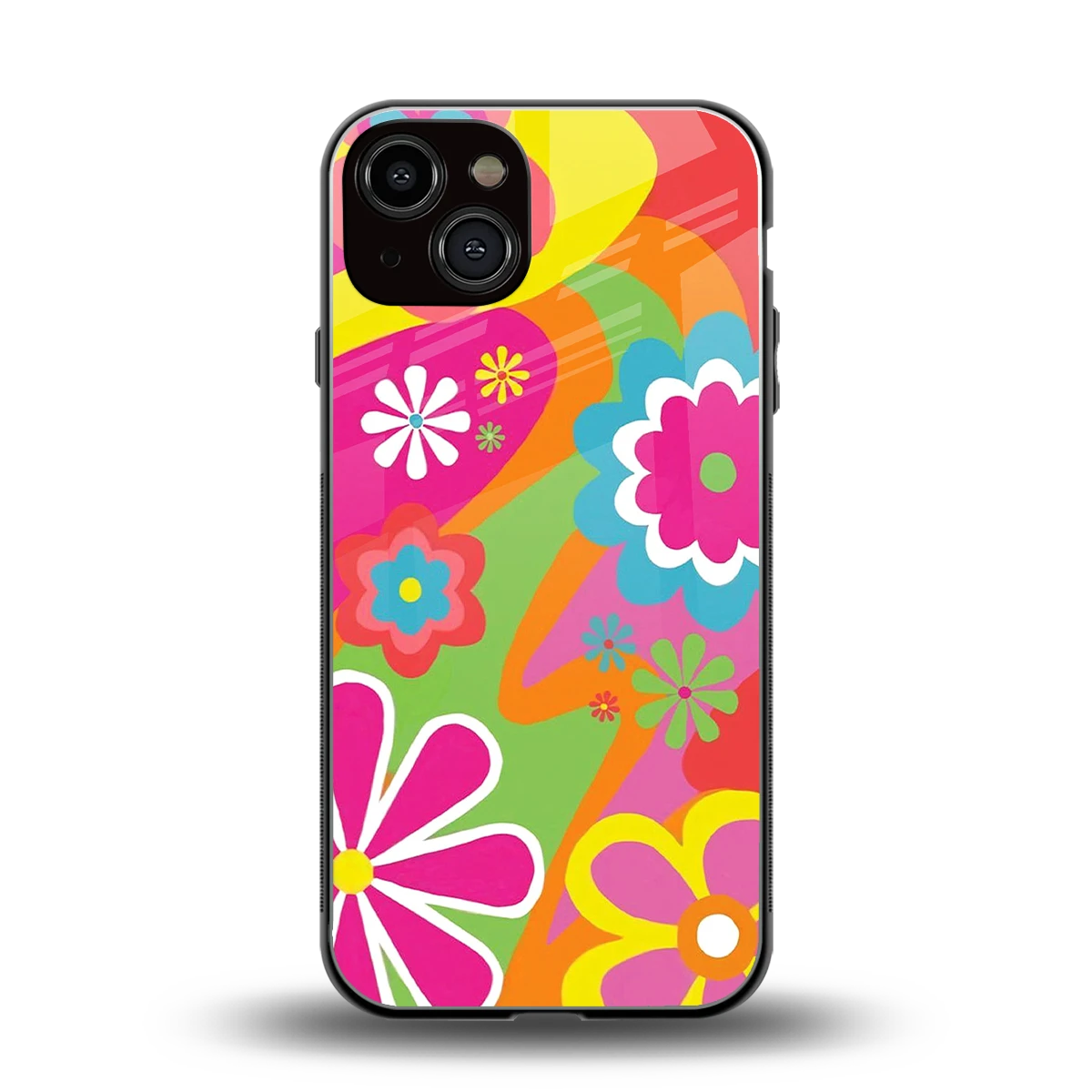 Floral Fusion back phone cover | glass case for iphone 13