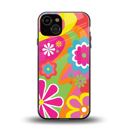 Floral Fusion back phone cover | glass case for iphone 14