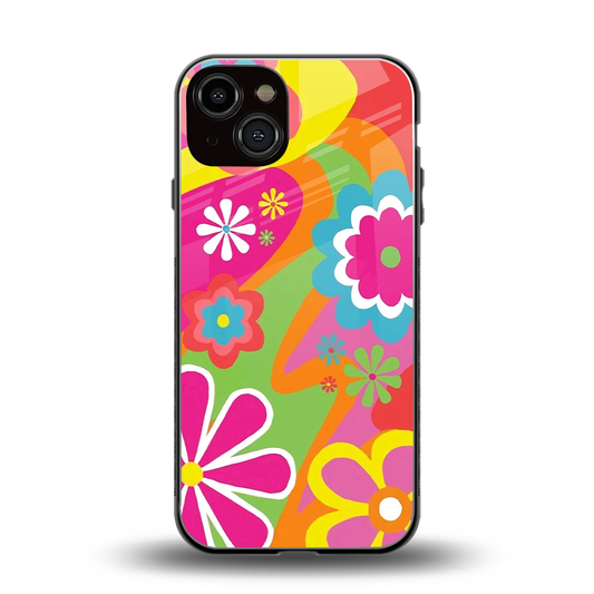 Floral Fusion back phone cover | glass case for iphone 14