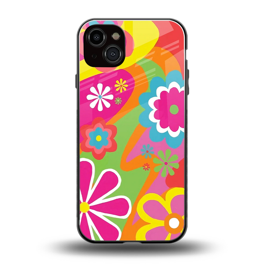 Floral Fusion back phone cover | glass case for iphone 14 plus