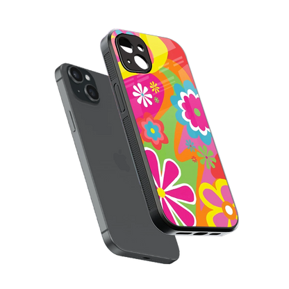 Floral Fusion sleek iphone 14 plus cover with tempered glass back and TPU edges