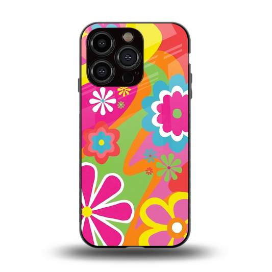 Floral Fusion back phone cover | glass case for iphone 15 pro