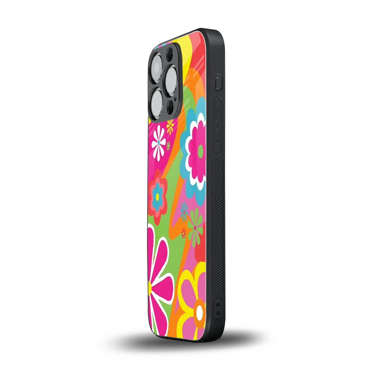 Floral Fusion iphone 15 pro mobile cover | shockproof glass phone case