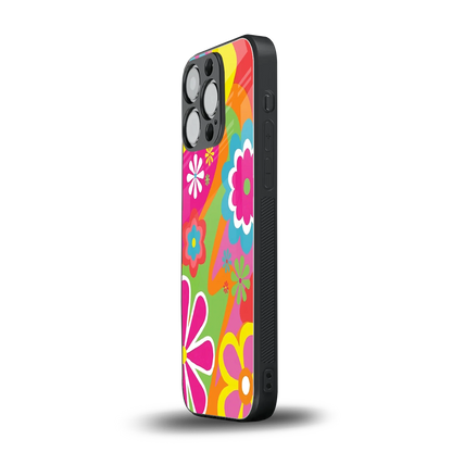 Floral Fusion iphone 15 pro mobile cover | shockproof glass phone case
