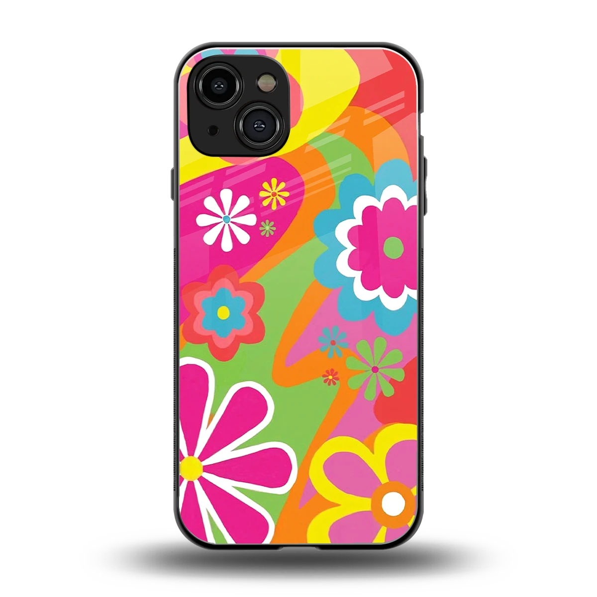 Floral Fusion back phone cover | glass case for iphone 15