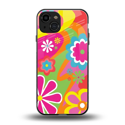 Floral Fusion back phone cover | glass case for iphone 15