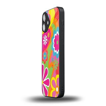 Floral Fusion iphone 16 plus mobile cover | shockproof glass phone case