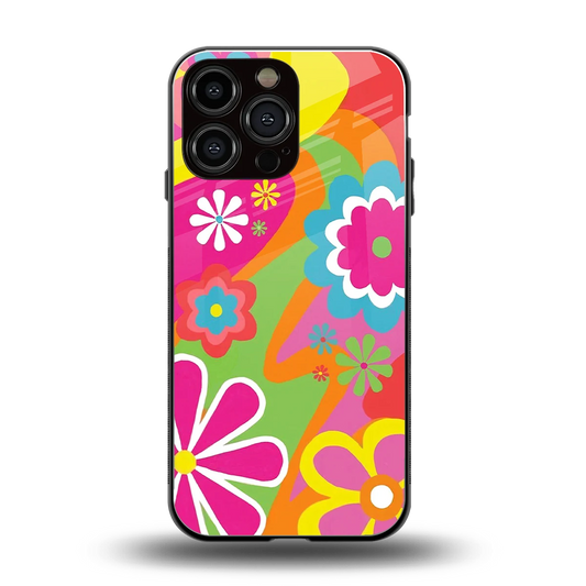 Floral Fusion back phone cover | glass case for iphone 16 pro max